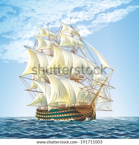 Naval sailing ship: Galleon.