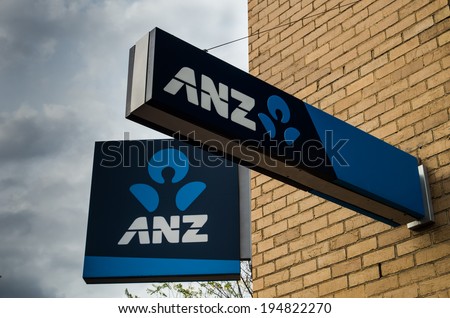 MELBOURNE, AUSTRALIA - May 25, 2014: Australia and New Zealand Banking Group (ANZ), Australia\'s largest and the world\'s 10th largest bank by market capitalization (US$83 billion).