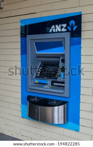 MELBOURNE, AUSTRALIA - May 25, 2014: Automated teller machine of Australia and New Zealand Banking Group, Australia\'s largest and world\'s 10th largest bank by market capitalization (US$83 billion).