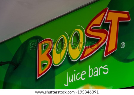 MELBOURNE, AUSTRALIA - May 25, 2014: Boost Juice Bar, an Australian chain selling freshly squeezed juices