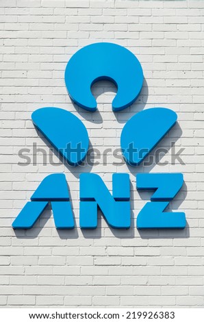 MELBOURNE, AUSTRALIA - September 21, 2014: a branch of the ANZ Bank, Australia\'s third-largest bank by market capitalization ($86 billion).