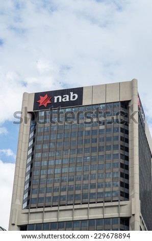 MELBOURNE, AUSTRALIA - November 4, 2014: the National Australia Bank has a market capitalization of $78 billion and over 1800 branches globally.