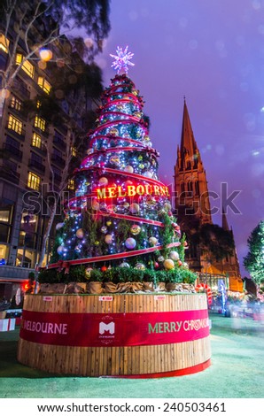 MELBOURNE, AUSTRALIA - December 23, 2014: Christmas tree in the Melbourne City Square