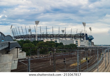 MELBOURNE, AUSTRALIA - February 15, 2014: the Melbourne Cricket Ground (MCG), which hosts regular matches of Australian rules football and cricket, and is a venue of the 2015 Cricket World Cup.