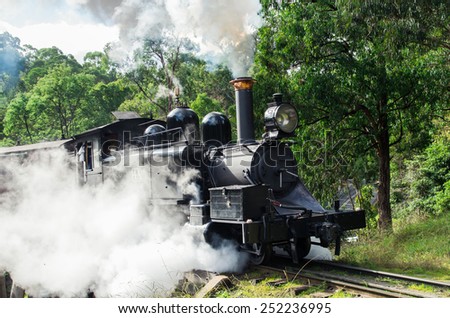 BELGRAVE, AUSTRALIA - May 11, 2014: Puffing Billy tourist train travels through the Dandenong Ranges east of Melbourne, from Belgrave to Gembrook.