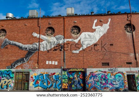 MELBOURNE, AUSTRALIA - June 21, 2014: urban street art by an unknown artist in the inner western suburb of Footscray.