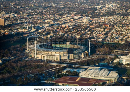 MELBOURNE, AUSTRALIA - September 6, 2014: the Melbourne Cricket Ground is a cricket and football stadium with a capacity of over 100,000. It hosted the 1956 Olympic Games.