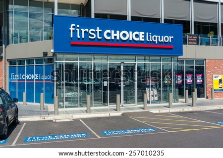 MELBOURNE, AUSTRALIA - January 2, 2015: Wesfarmers owns the First Choice Liquor chain of liquor stores. This is the Burwood store in the outer eastern suburbs of Melbourne.