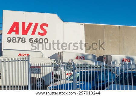 MELBOURNE, AUSTRALIA - January 4, 2015: Avis Rent a Car is a US car hire company with offices worldwide, such as here in Nunawading, in suburban Melbourne.