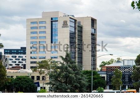 MELBOURNE, AUSTRALIA - March 9, 2015: Melbourne Law School at the University of Melbourne, a purpose-built law school just south of the main campus in Parkville.