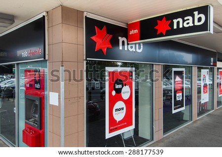 Melbourne, Australia - November 2, 2014: the National Australia Bank, or NAB, has a market capitalisation of A$95 billion.  It is Australia\'s fourth largest bank.