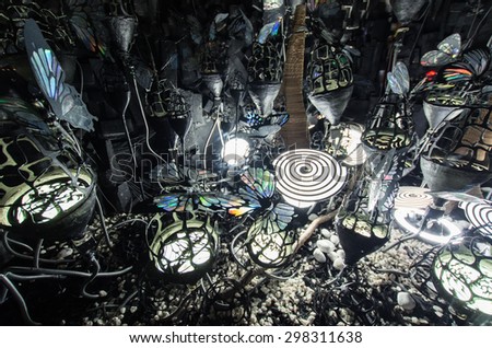 Melbourne, Australia - July 18, 2015: art installation in a shop window during the Gertrude Street Projection Festival annual art festival in inner suburban Fitzroy.