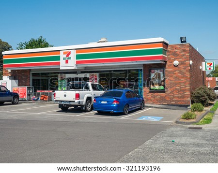 Melbourne, Australia - September 27, 2015: 7-Eleven is an international chain of convenience stores, operating primarily on a franchise model. This store is in Boronia in outer eastern Melbourne.