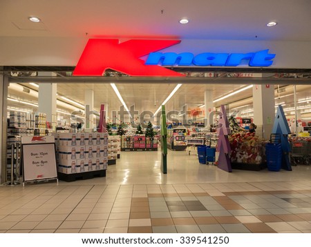 Melbourne, Australia - November 15, 2015: Kmart Australia is a discount store chain owned by Wesfarmers, with 185 stores in Australia and 18 in New Zealand, including this Brandon Park store.