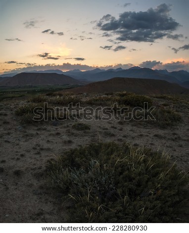 Mountains after sunset, vertical panorama