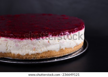 Curd cheesecake, cake berries, cheese, black background