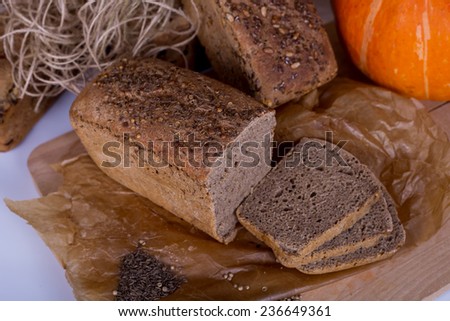 loaf of bread, Bread with sunflower seeds, pumpkin, bay leaf