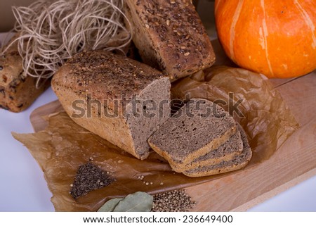 loaf of bread, Bread with sunflower seeds, pumpkin, bay leaf