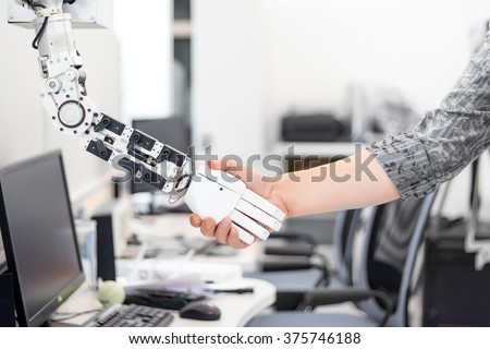 Robot man handshake
