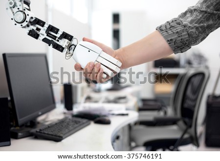Robot man handshake