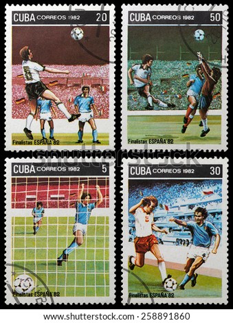 CUBA - CIRCA 1982: A stamp printed in CUBA shows World Cup Football Championship, Spain 1982, circa 1982