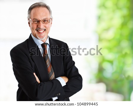 Portrait of an happy senior executive in his office