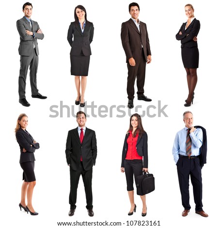 Collection of full length portraits of business people