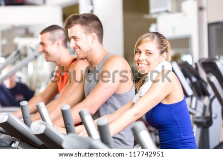 Indoor biking in a fitness club