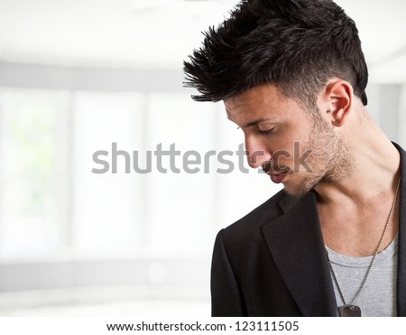 Young man with fashion hairstyle
