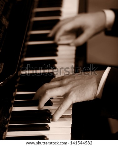 Pianist - sepia toned