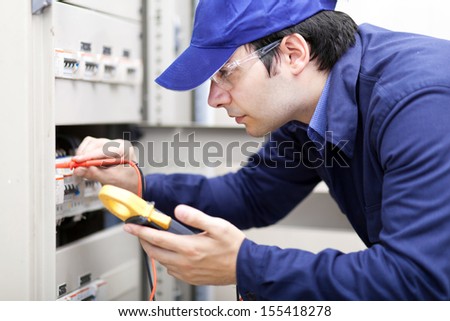 Portrait of an electrician at work