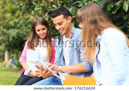 Group of students studying together