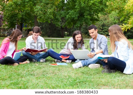 Outdoor portrait of a group of students