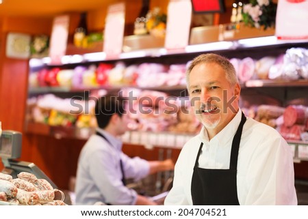 Men at work in a grocery store