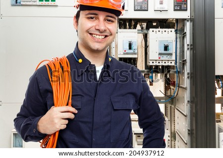 Portrait of an electrician at work