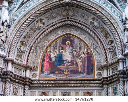 Famous wall painting on the entrance of Florence Cathedral Dome.