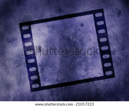 Film frame on a grunge blue parchment