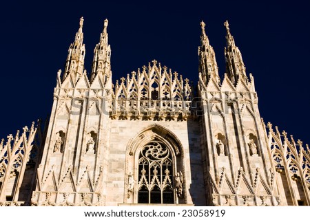 Milan cathedral dome isolated on black