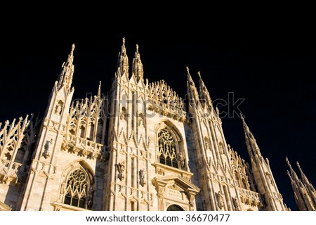Milan cathedral dome isolated on black