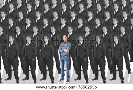 Man standing out in a crowd