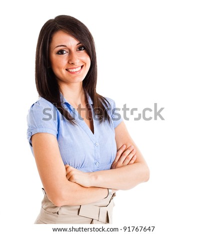 Portrait of a young businesswoman isolated on white
