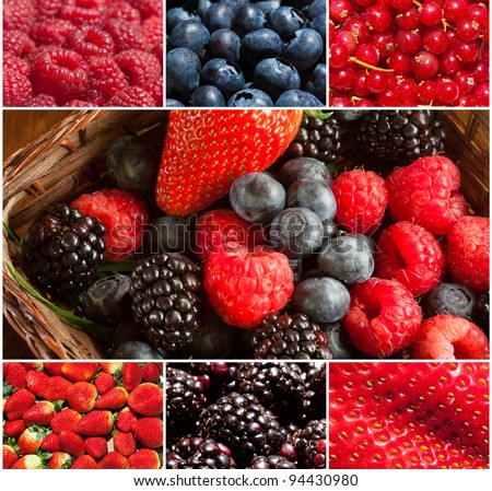 Composition of  fresh soft fruit images