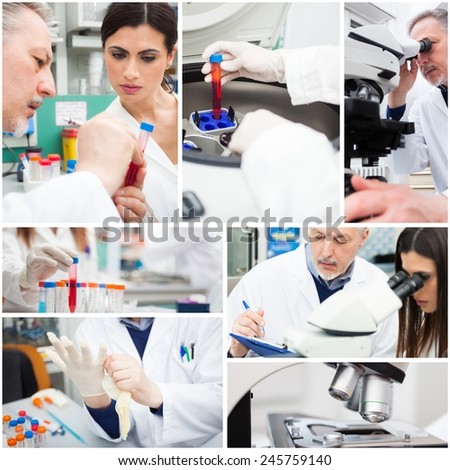 Composition of people at work in a medical lab