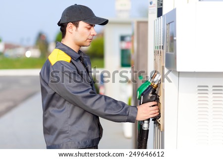 Worker at the gas station