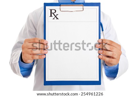 Doctor showing an empty rx document