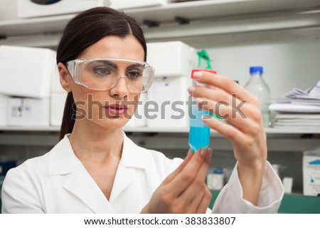Woman doing experiments in a lab