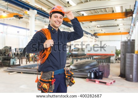Portrait of an industrial worker in a factory