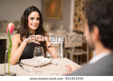 Couple having dinner in a luxury restaurant