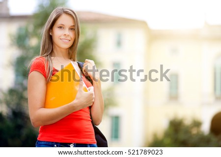Smiling female student outdoor