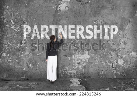 business woman drawing partnership concept